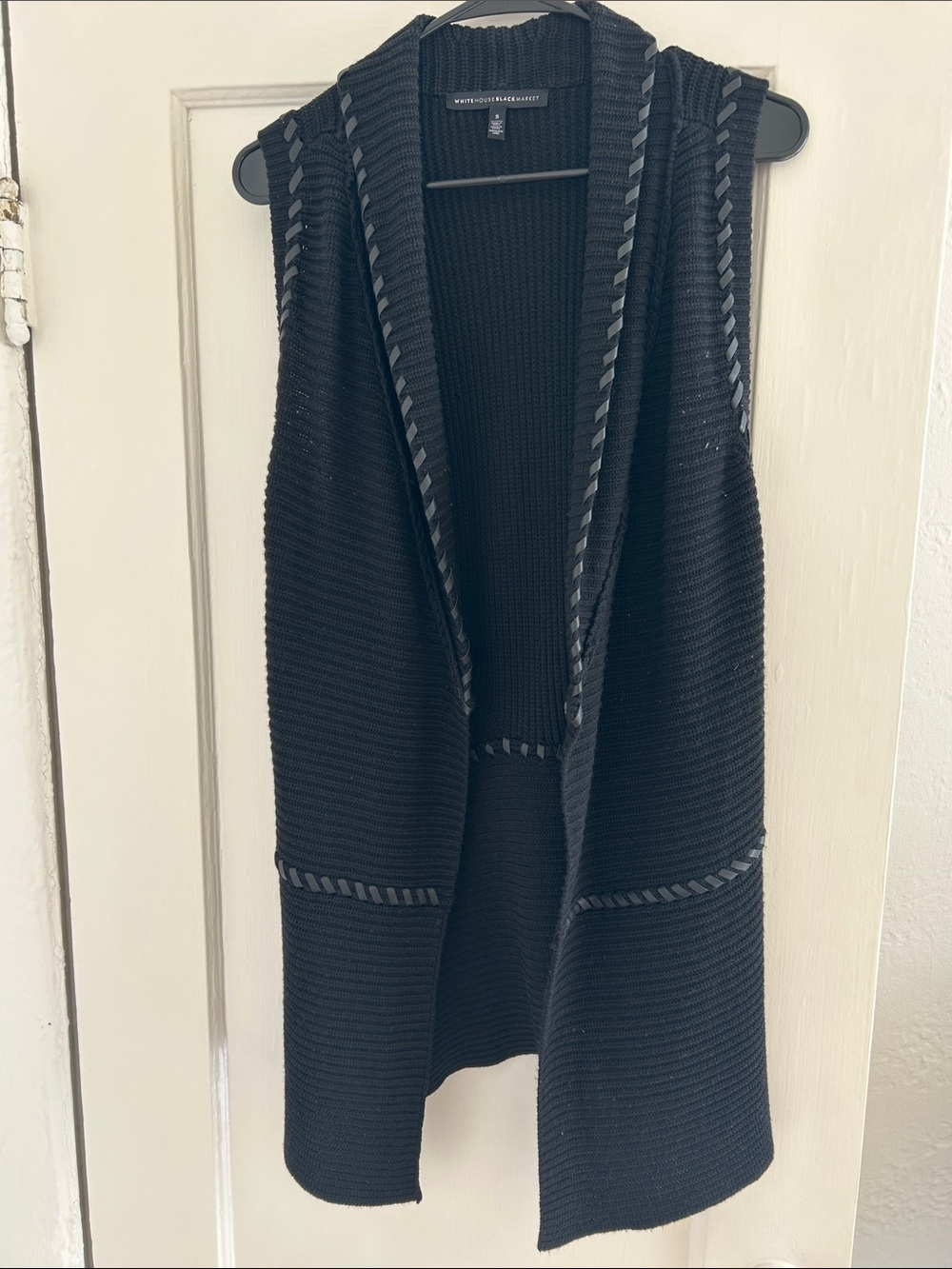 White House Black Market Black Sleeveless Open-Front Knit Vest